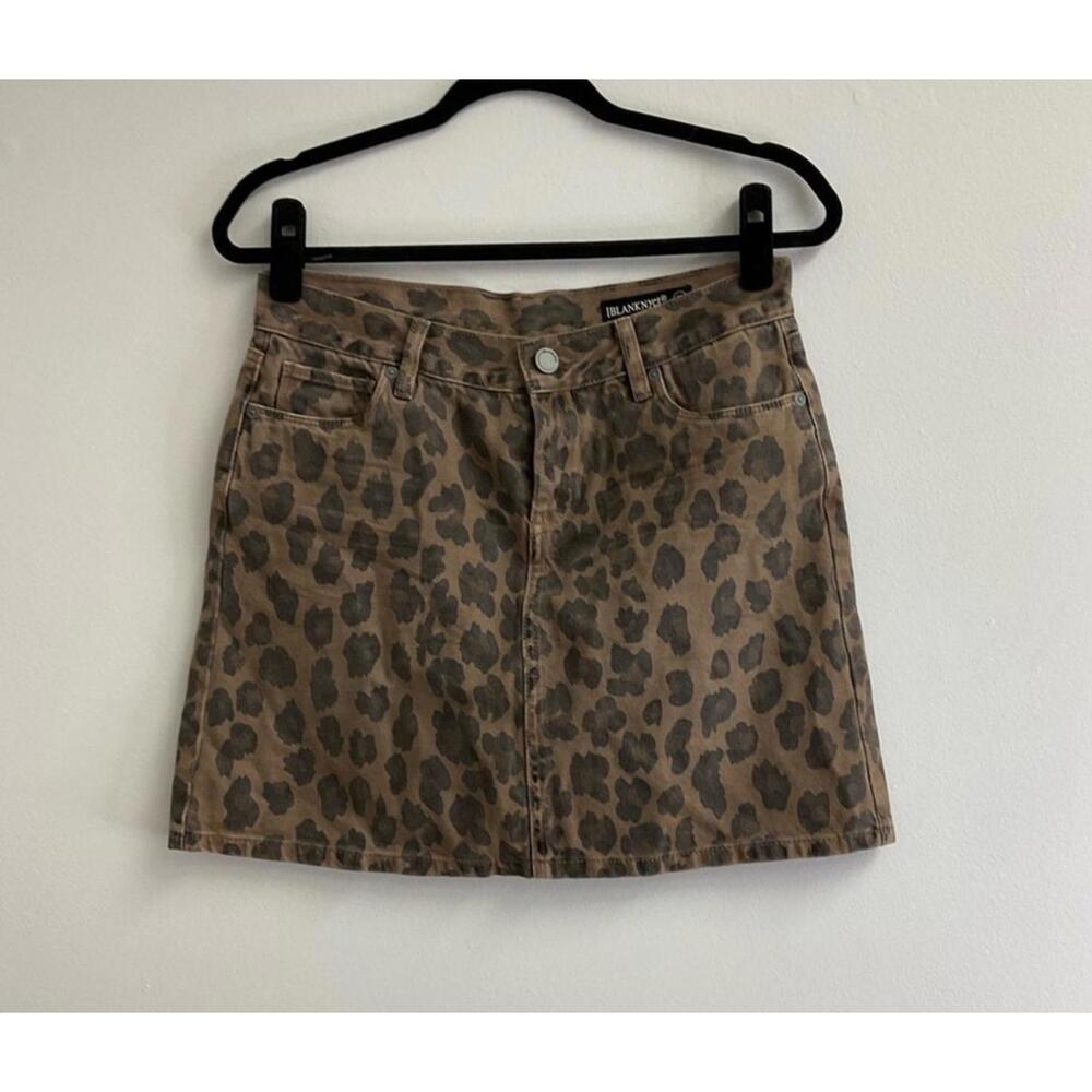 BLANK NYC  Leopard Print Denim Mini Skirt